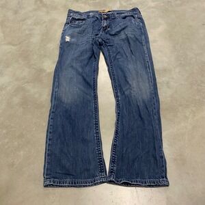 SEVEN7 Mens Jeans Slim Bootcut Fit Dark Wash Distressed Size 32x30